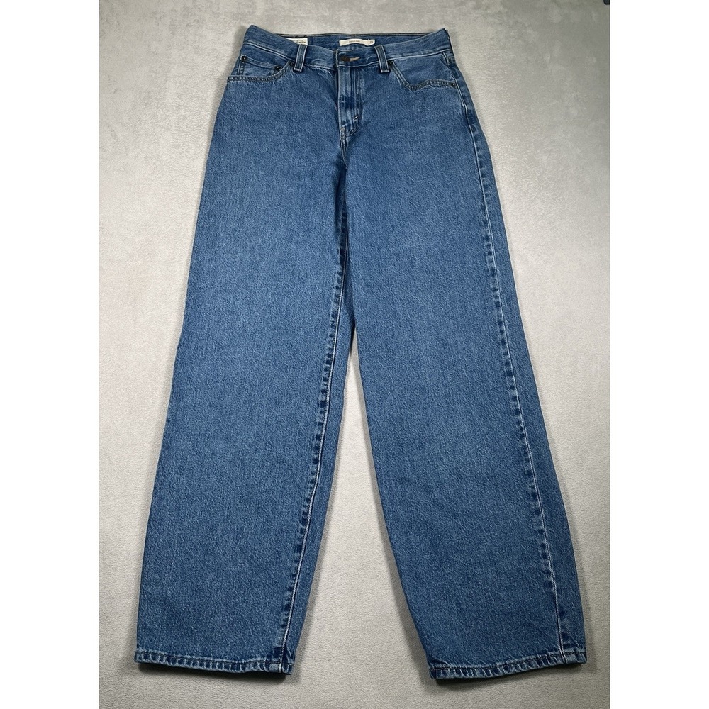 Levis Premium Womens Baggy Dad Jeans Size 25 Medium Wash Wide Leg Denim Pants